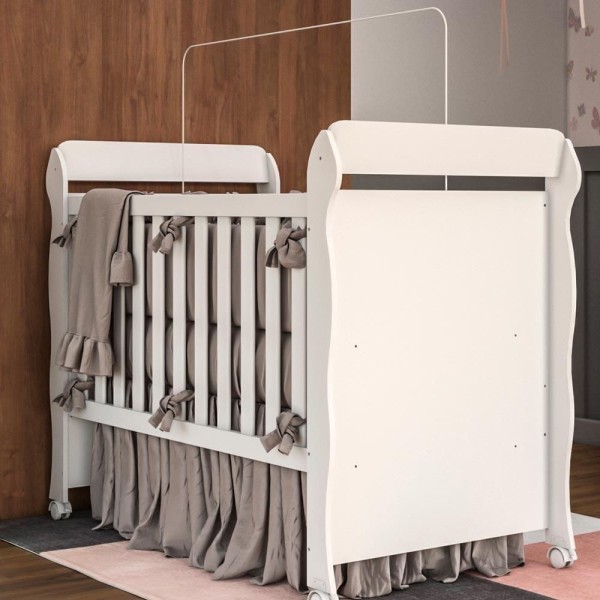 Encontraproduto.com.br - Quarto de Bebê Guarda Roupa 4 Portas Vick Cômoda Berço Mini Cama com Colchão Mirelle Branco Carolina Baby