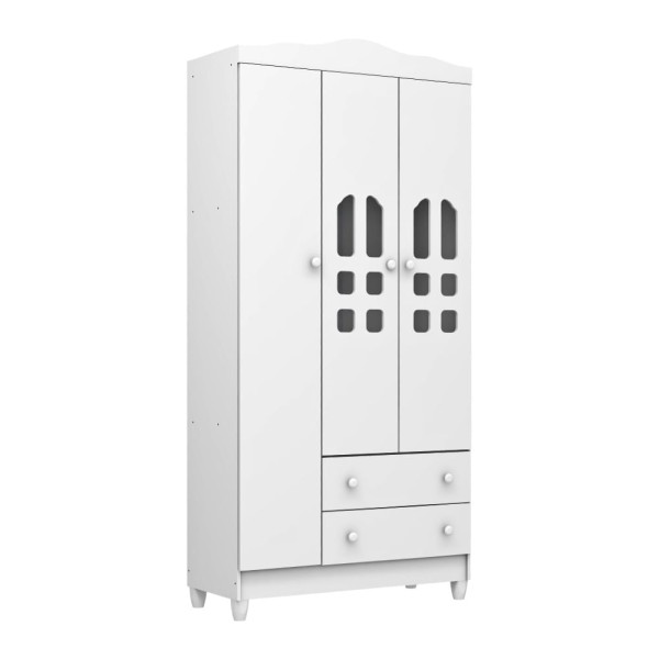 Encontraproduto.com.br - Guarda Roupa Infantil New Selena 3 Portas Branco Brilho - Carolina Móveis