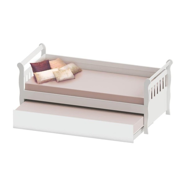 Encontraproduto.com.br - Quarto de Bebê Guarda Roupa Fabi 4 Portas com Gavetas Cômoda 3 Gavetas com Porta Fabi Cama Julia + Auxiliar Branco Carolina Baby