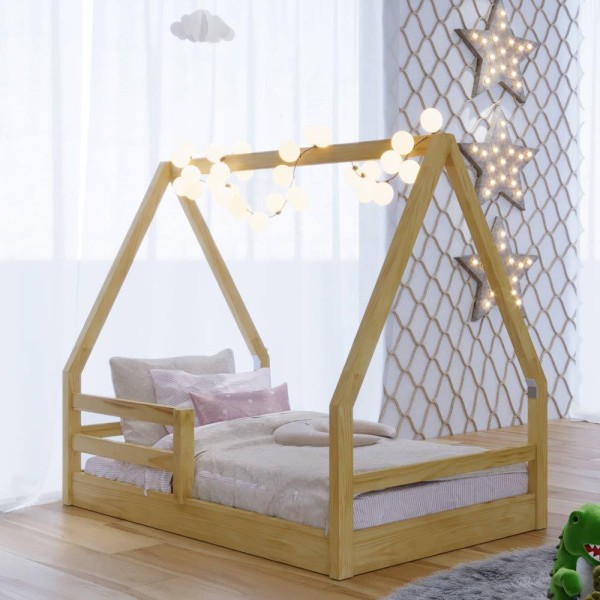 Encontraproduto.com.br - Quarto Infantil Retrô Guarda Roupa 3 Portas Cômoda 4 Gavetas com Porta Ludmila Cama Casinha Montessoriano Duda Cinza Fosco com Bétula Carolina Baby