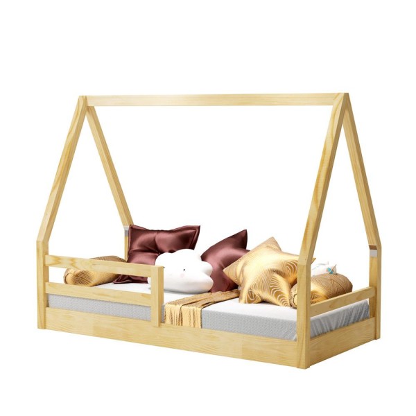 Encontraproduto.com.br - Quarto Infantil Retrô Guarda Roupa 3 Portas Cômoda 4 Gavetas com Porta Ludmila Cama Casinha Montessoriano Duda Cinza Fosco com Bétula Carolina Baby