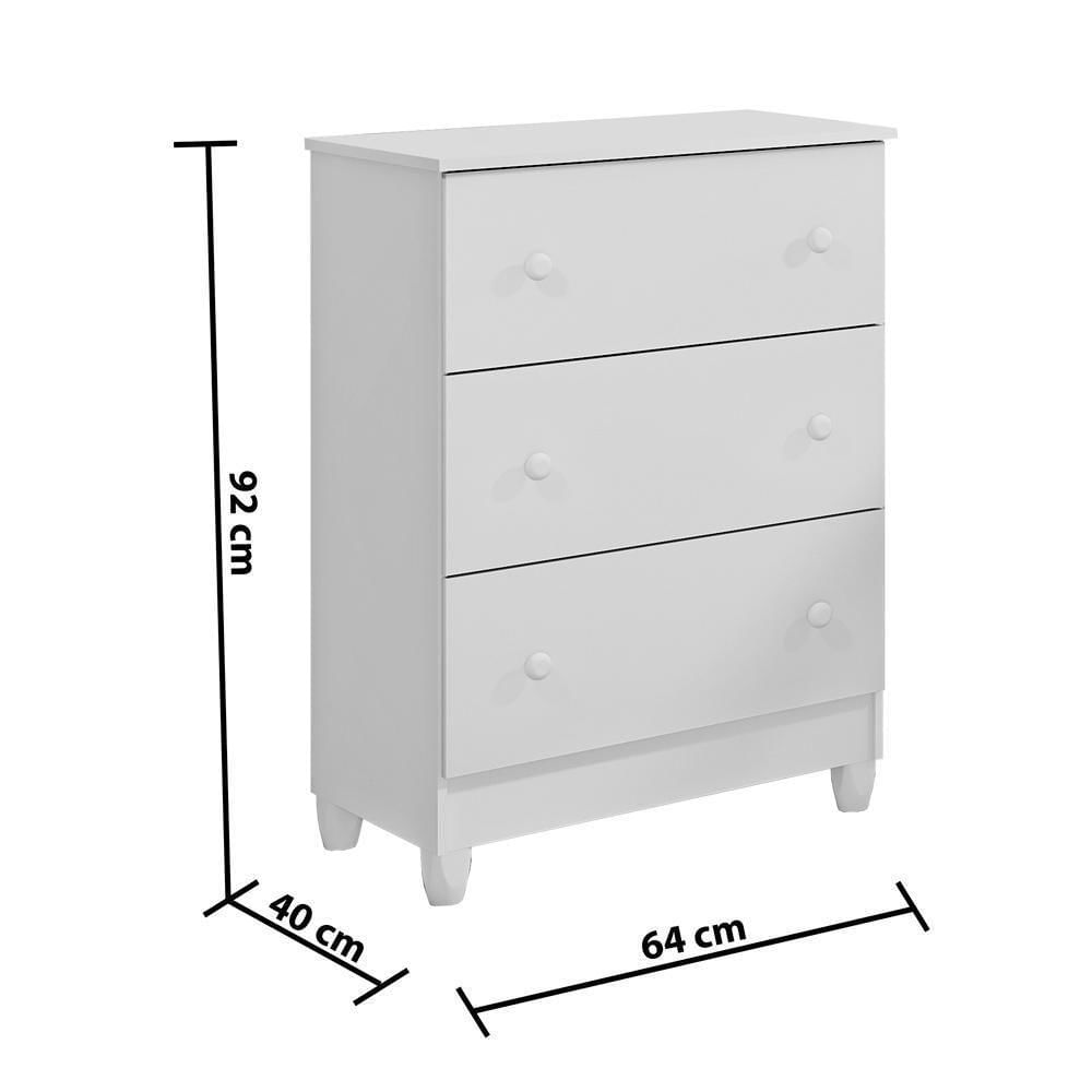 Encontraproduto.com.br - Quarto De Bebê Roupeiro Cômoda 3 Gavetas Berço 3 Em 1 Branco