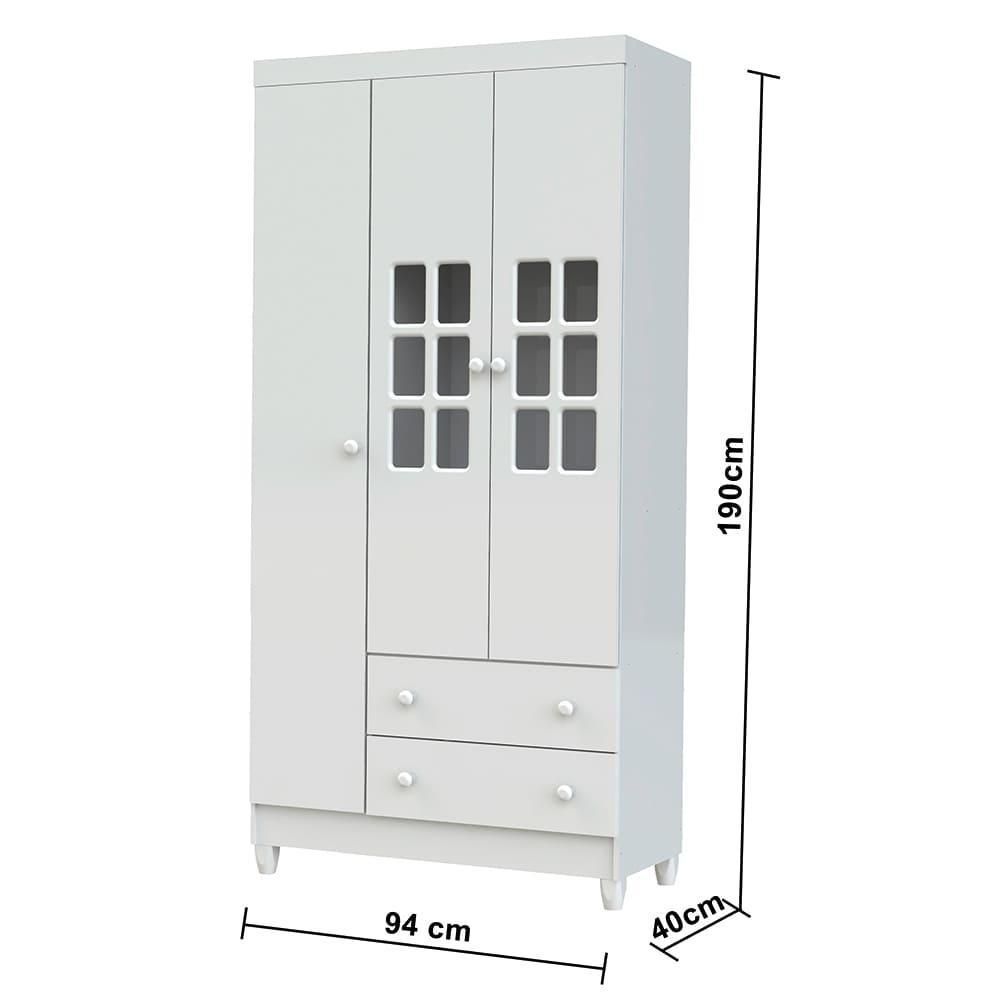 Encontraproduto.com.br - Quarto De Bebê Roupeiro Cômoda 3 Gavetas Berço 3 Em 1 Branco