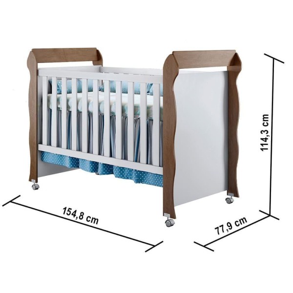 Encontraproduto.com.br - Quarto de Bebê Gran Selena Berço Mini Cama Mirelle Cômoda Infantil com Porta Branco Amadeirado Carolina Baby