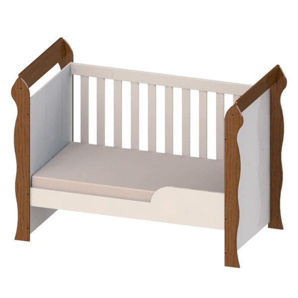 Encontraproduto.com.br - Quarto de Bebê Gran Selena Berço Mini Cama Mirelle Cômoda Infantil com Porta Branco Amadeirado Carolina Baby