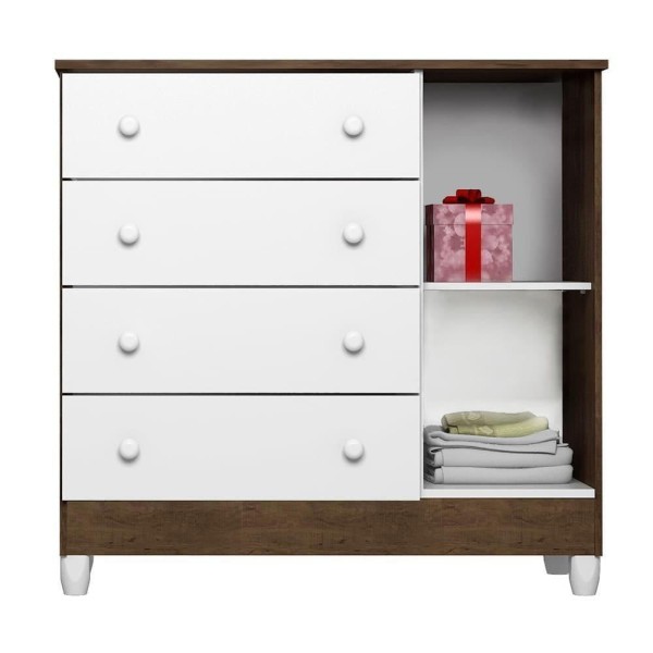 Encontraproduto.com.br - Quarto De Bebê Berço 3 Em 1 Lila Guarda Roupa Cômoda Branco