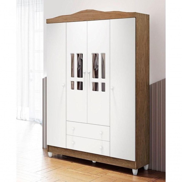 Encontraproduto.com.br - Quarto De Bebê Berço 3 Em 1 Lila Guarda Roupa Cômoda Branco