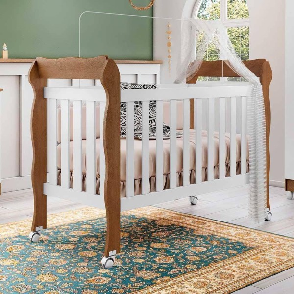 Encontraproduto.com.br - Quarto De Bebê Berço 3 Em 1 Lila Guarda Roupa Cômoda Branco