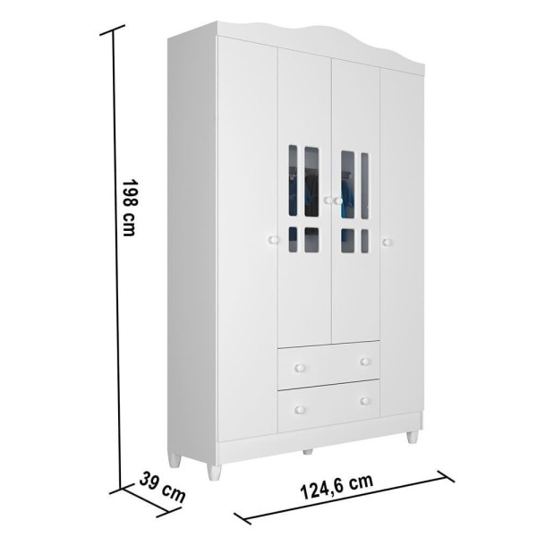 Encontraproduto.com.br - Quarto De Bebê Berço 3 Em 1 Lila Guarda Roupa Cômoda Branco