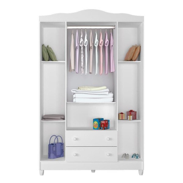 Encontraproduto.com.br - Quarto De Bebê Berço 3 Em 1 Lila Guarda Roupa Cômoda Branco