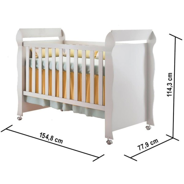 Encontraproduto.com.br - Berço Mini Cama Americano com Colchão Mirelle Branco Carolina Baby