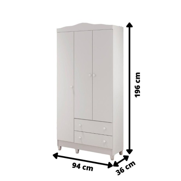 Encontraproduto.com.br - Quarto de Bebê Completo Bianca com Colchão Berço 3 em 1 Gabrielle Guarda Roupa 3 Portas Cômoda Infantil 3 Gavetas Branco Carolina Baby