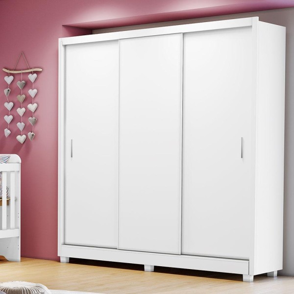 Encontraproduto.com.br - Quarto de Bebê Completo Theo Berço Mini Cama Mirelle Guarda Roupa 3 Portas Cômoda Infantil 4 Gavetas Branco Brilho Carolina Baby