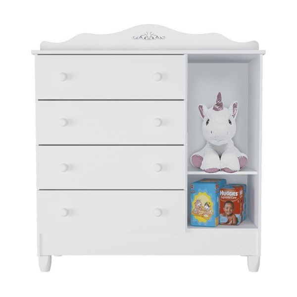 Encontraproduto.com.br - Quarto de Bebê Lisa Provençal Berço Mini Cama Lisa Cômoda Infantil com Porta Branco Carolina Baby