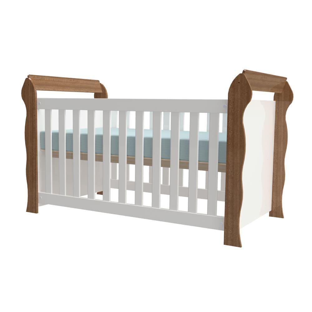 Encontraproduto.com.br - Berço Americano 3 em 1 Lara Branco Fosco com Amadeirado Carolina Baby