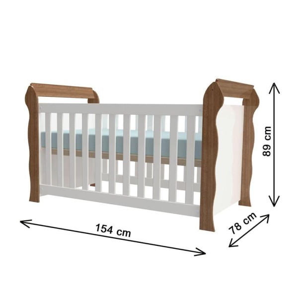Encontraproduto.com.br - Berço Americano 3 em 1 com Colchão Lara Branco Amadeirado Carolina Baby