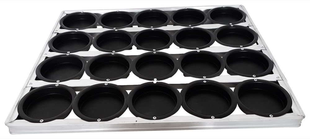 Assadeira Pão de Hambúrguer 11 x 2 Teflonada Com 20 Forminhas 68 x 58 Cm