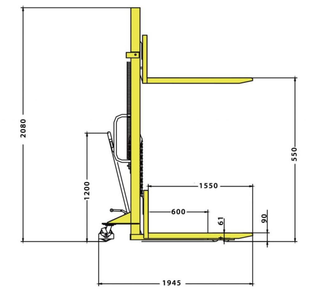 Empilhadeira Manual MEM 1.0 Ton x 1600 Menegotti