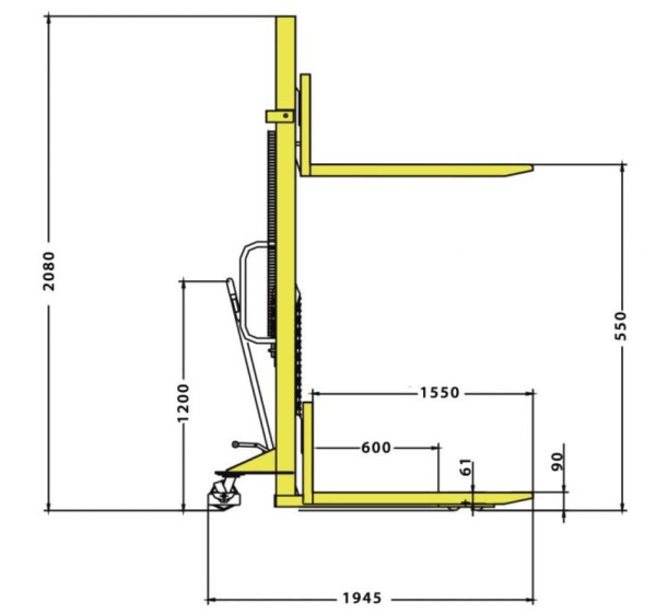 Encontraproduto.com.br - Empilhadeira Manual MEM 1.0 Ton x 1600 Menegotti
