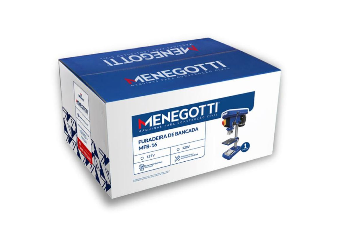 Encontraproduto.com.br - Furadeira de Bancada MFB-16 Monofásico 500W 127V Menegotti