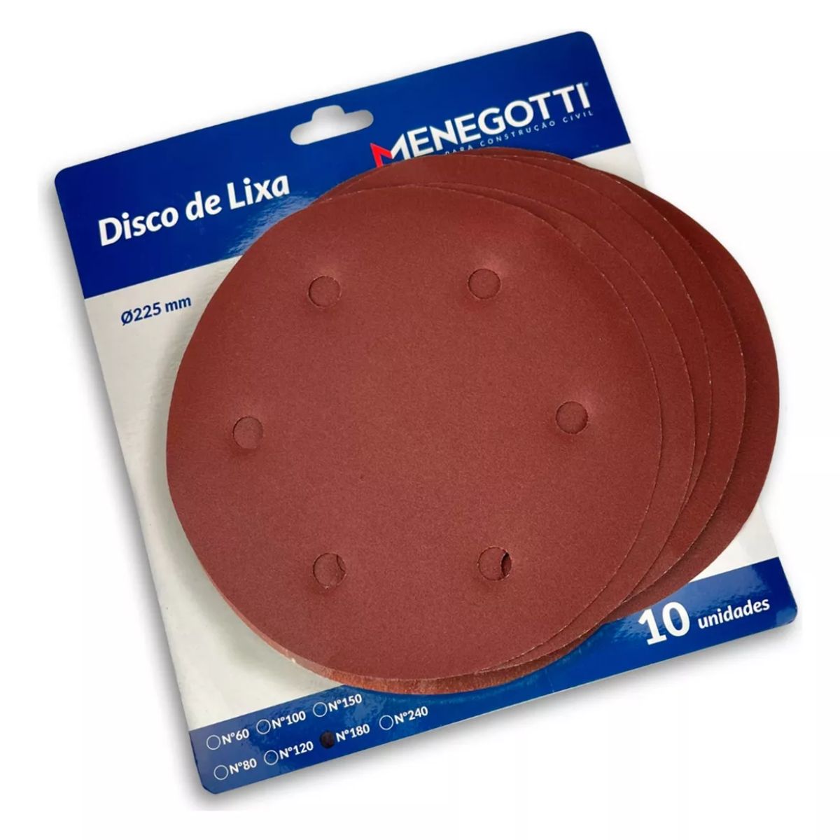 Kit 10 Lixas 225mm 60 Grãos Para Lixadeiras MLP 750/710H De Parede Teto Menegotti