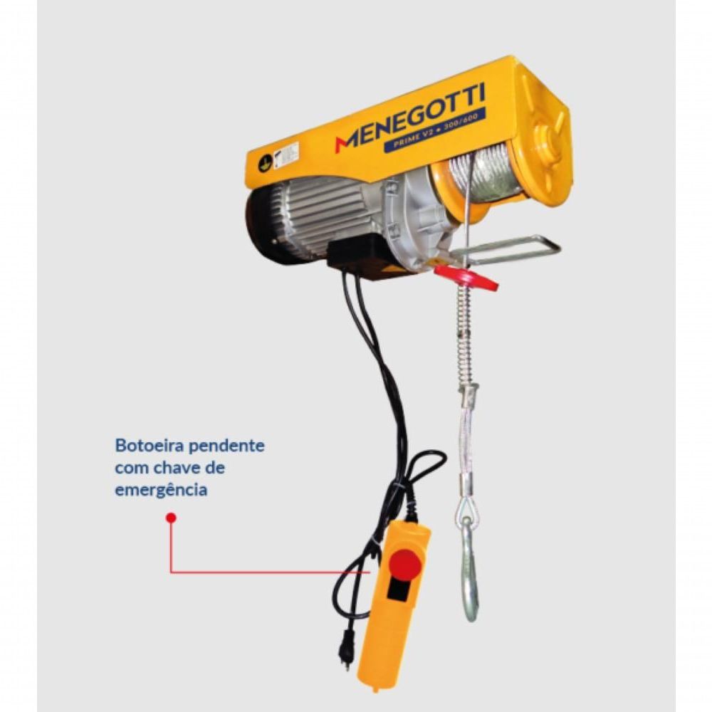 Encontraproduto.com.br - Guincho COL 600KG Com/12M Prime V2-300 Monofásico Menegotti