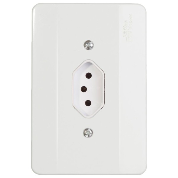 Encontraproduto.com.br - Conjunto Milleniun 1 Tomada 2p+T Vertical 10a/250v Mec-Tronic