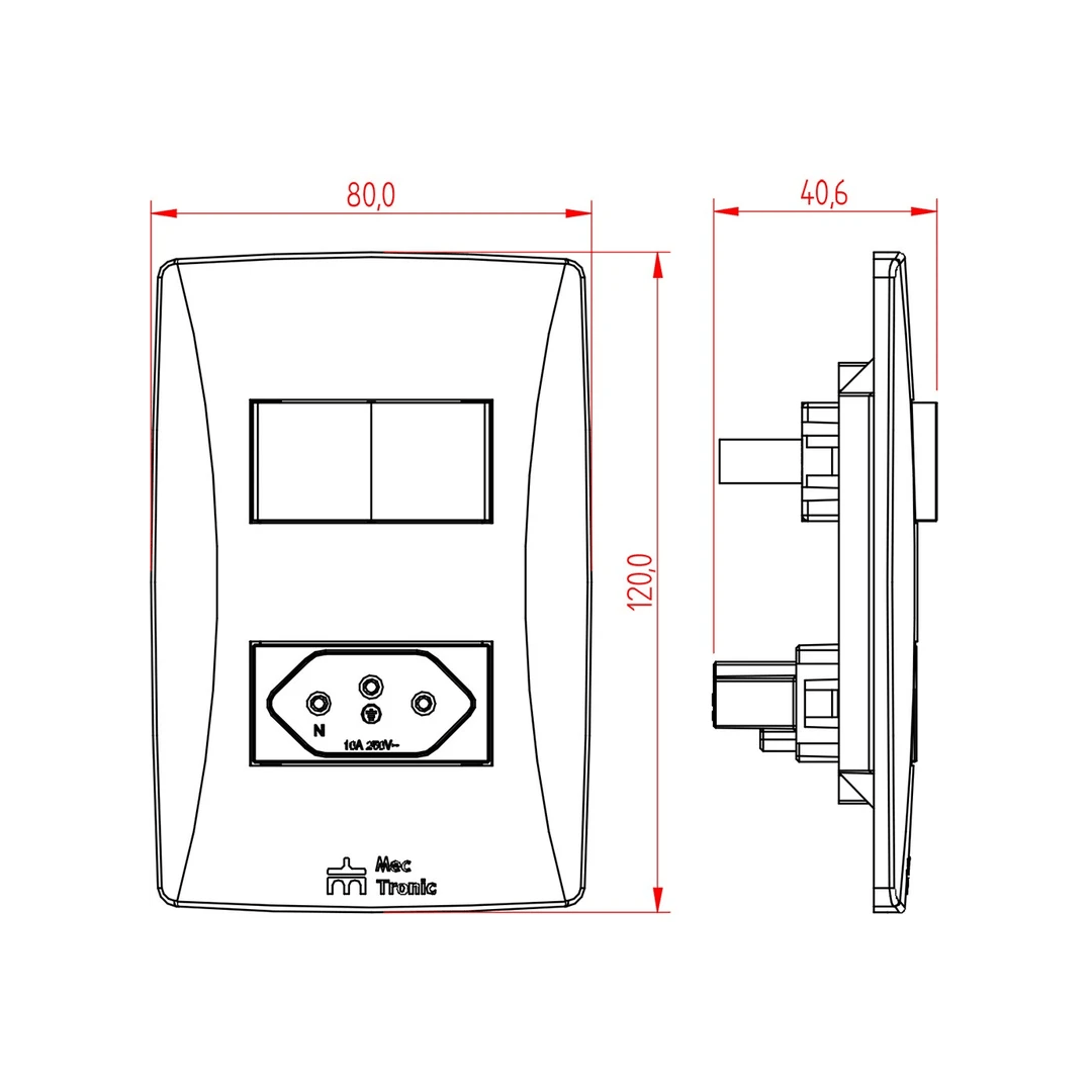 Encontraproduto.com.br - Interruptor Petra 1 Simp+Tom 2P+T C/Pl 10A 250V 39057 c/10pcs