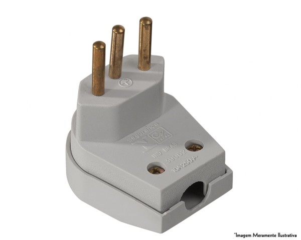 Encontraproduto.com.br - Plug Macho Forte 2P+T 10A/250V Cz 39062 Pfpb10-3 c/10pcs