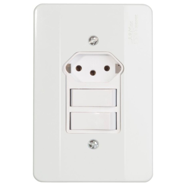 Conjunto Milleniun 1 Interruptor Simples + 1 Interruptor Paralelo + 1 Tomada 2p+T 10a Mec-Tronic