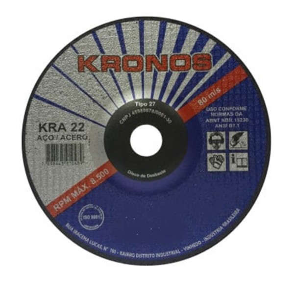 Encontraproduto.com.br - Disco De Desbaste Kra 22 4.1/2 X 1/4 X 7/8 - Kronos 10 Peça Cor Preto