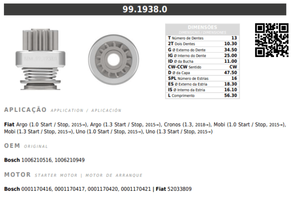 Encontraproduto.com.br - Bendix Impulsor de Partida BZM 1938 Fiat 13 Dentes