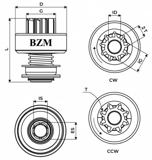 Encontraproduto.com.br - Bendix Impulsor de Partida BZM 0770 Astra, Blazer, S10, Vectra, Zafira