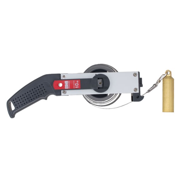 Encontraproduto.com.br - Trena de Profundidade 10 Metros com Prumo N.10 de latão graduado Fita Inox 13mm Corpo em alumínio Fabricada na Alemanha BMI 173N40010LL