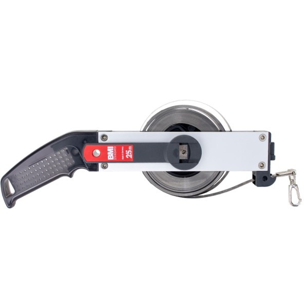 Encontraproduto.com.br - Trena de Profundidade 25 Metros com Prumo N.10 de latão graduado Fita Inox 13mm Corpo em alumínio Fabricada na Alemanha BMI 173N40025LL