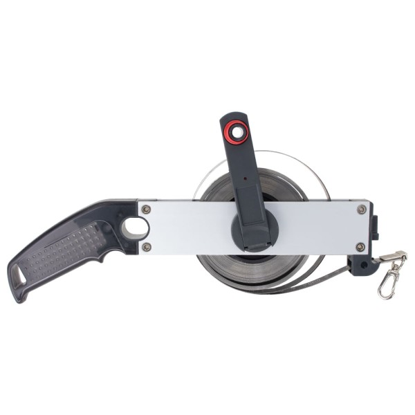 Encontraproduto.com.br - Trena de Profundidade 25 Metros com Prumo N.10 de latão graduado Fita Inox 13mm Corpo em alumínio Fabricada na Alemanha BMI 173N40025LL