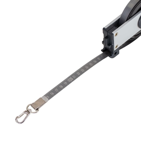 Encontraproduto.com.br - Trena de Profundidade 25 Metros com Prumo N.10 de latão graduado Fita Inox 13mm Corpo em alumínio Fabricada na Alemanha BMI 173N40025LL