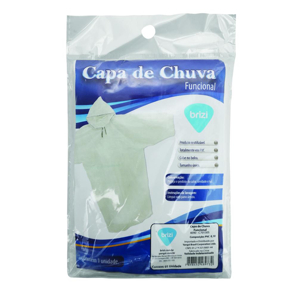 Encontraproduto.com.br - Capa de Chuva Funcional PVC com Touca Yangzi