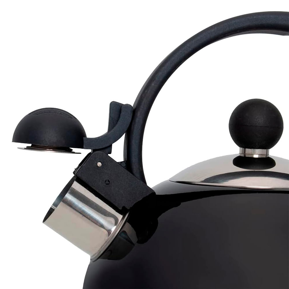 Encontraproduto.com.br - Chaleira Inox Preta Com Apito 2 Litros Mimo Style Bule De Chá Para Ferver Água Jarra Portátil Com Alça