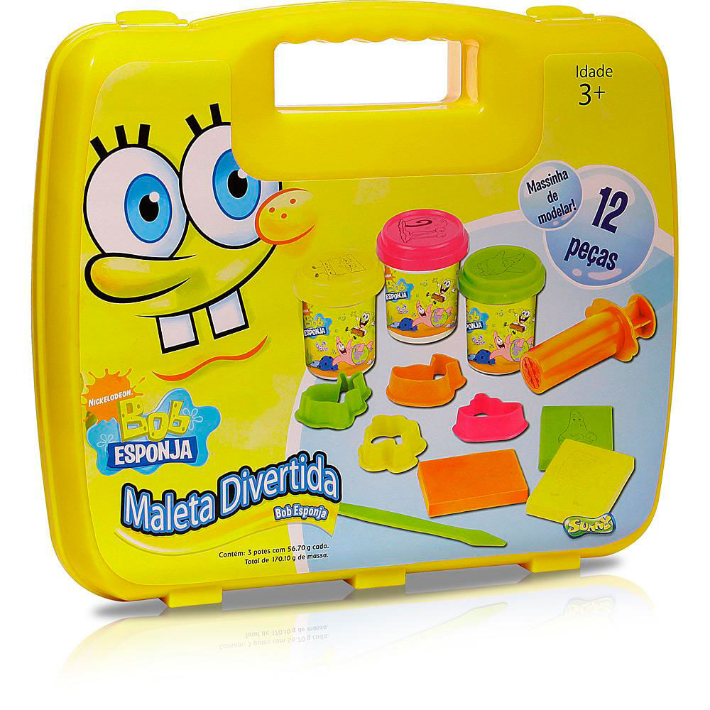 Massa de Modelar e Acessórios - Maleta Divertida 12 Peças - Bob Esponja - Sunny