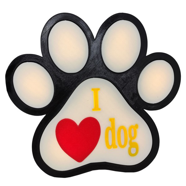 Encontraproduto.com.br - Luminária Pet Pata de Cachorro Dog 21cm Led Abajur Mesa 3D com Fonte