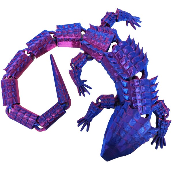 Encontraproduto.com.br - Dragão Articulado 38 cm Lagarto Impressão 3d Decoração Geek Bicolor Lilás e Vermelho