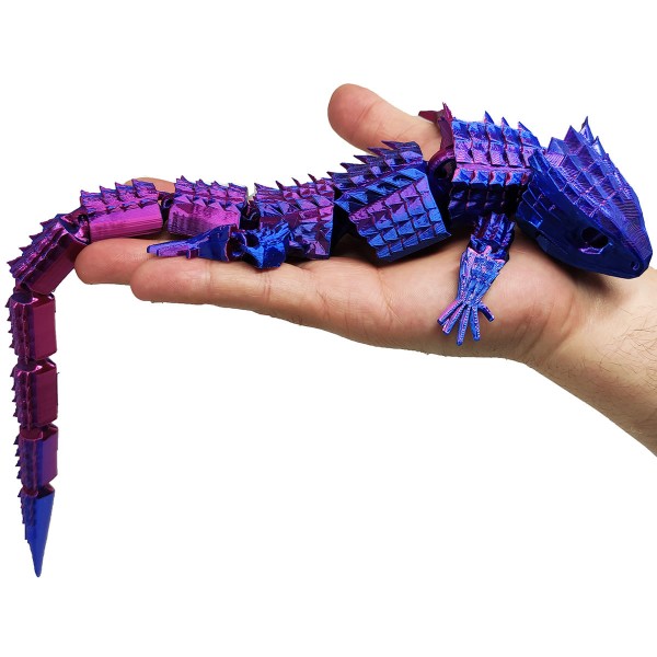 Encontraproduto.com.br - Dragão Articulado 38 cm Lagarto Impressão 3d Decoração Geek Bicolor Lilás e Vermelho
