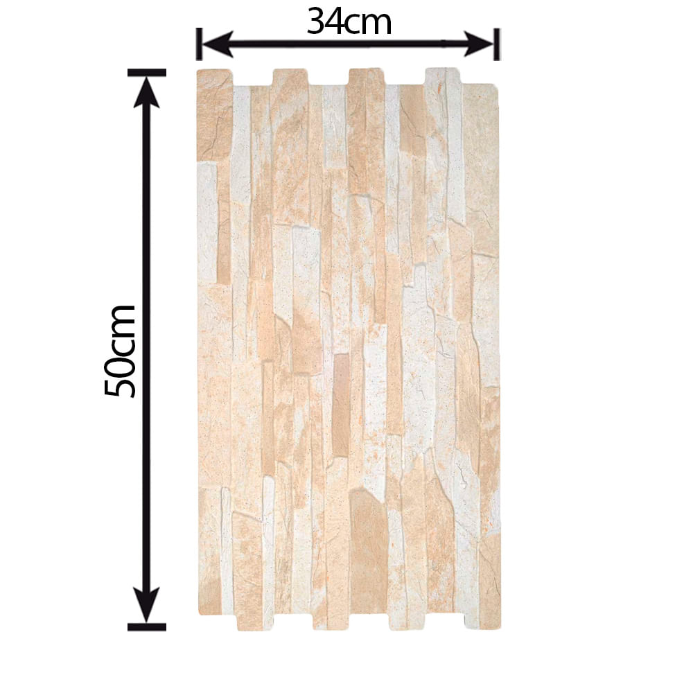 Encontraproduto.com.br - Revestimento Intertravado Pedra Acetinado 3D Eko Rústico Claro Bege Tipo A 34X50CM - 0020361670403 - Pamesa