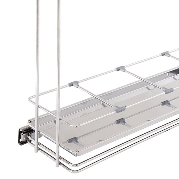 Encontraproduto.com.br - Porta Temperos Suporte Condimentos Deslizante Aço Inox Com Bandeja Aramado Embutir 2 Níveis