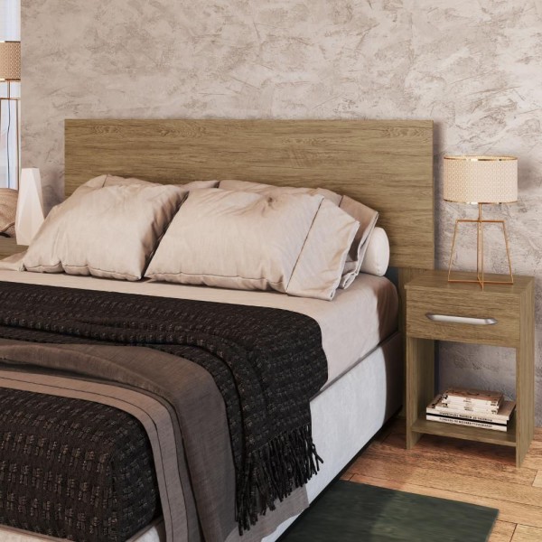 Encontraproduto.com.br - Cabeceira Com 2 Mesas De Apoio Ca41 Decibal Wood Wood