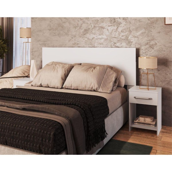 Encontraproduto.com.br - Cabeceira Com 2 Mesas De Apoio Ca41 Decibal Branco Branco