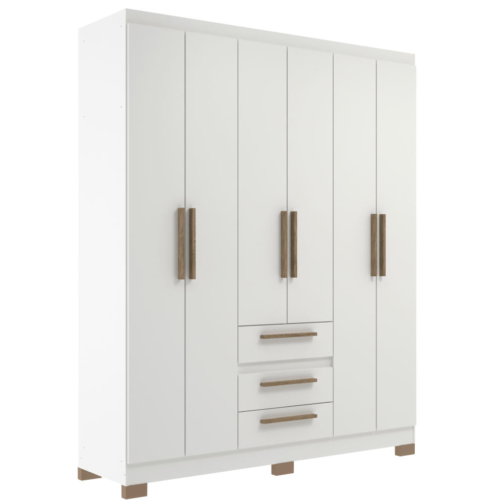 Guarda Roupa Casal 6 Portas 3 Gavetas RP3636 Branco - Decibal