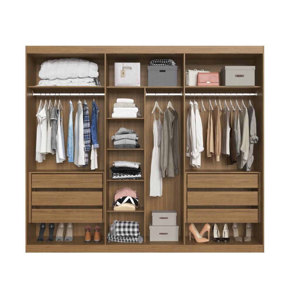 Encontraproduto.com.br - Guarda-roupa Casal 6 Portas 6 Gavetas Naturalle/cristalo