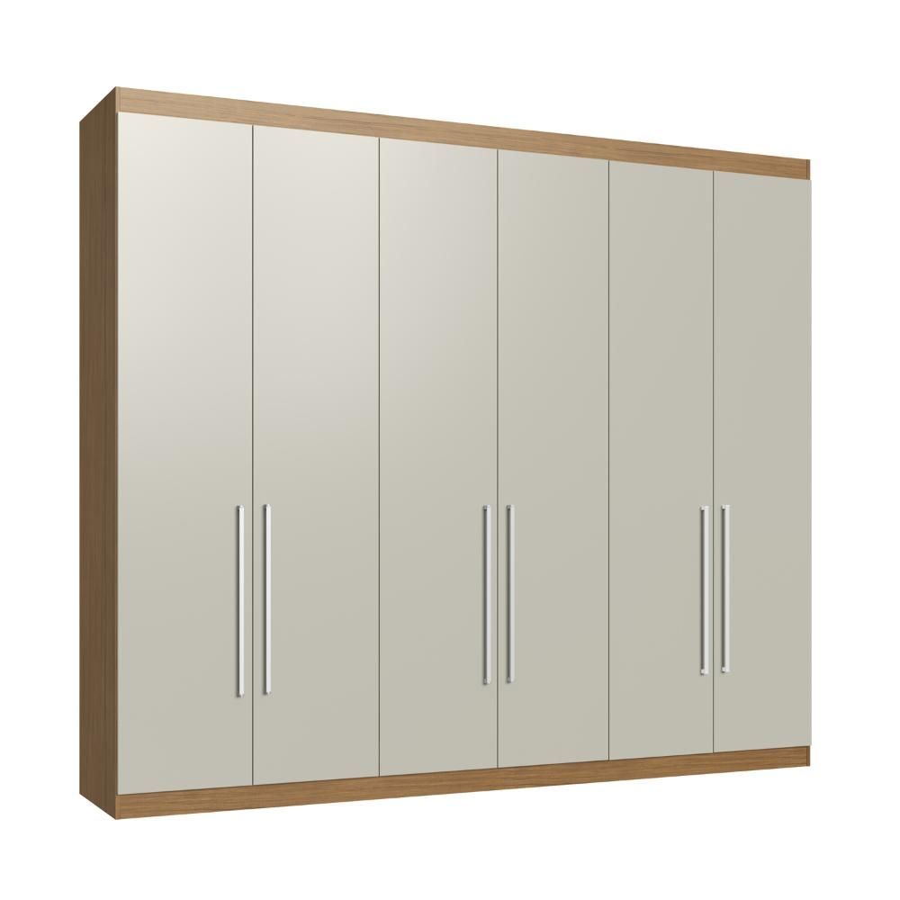 Encontraproduto.com.br - Guarda-roupa Casal 6 Portas 6 Gavetas Naturalle/cristalo